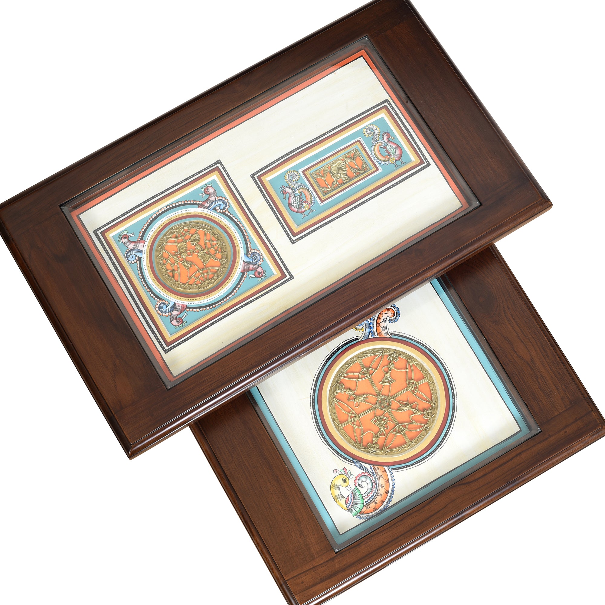 Mimo-II Nest of Tables in Teakwood with Walnut Finish (Set of 2)