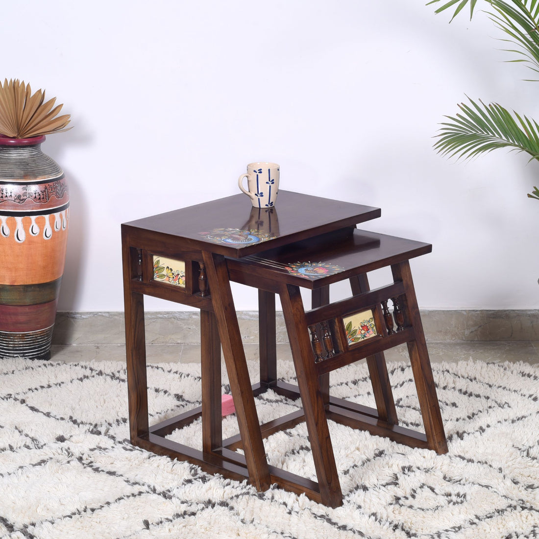 Milo Nest of Tables in Teakwood with Walnut Finish (Set of 2)