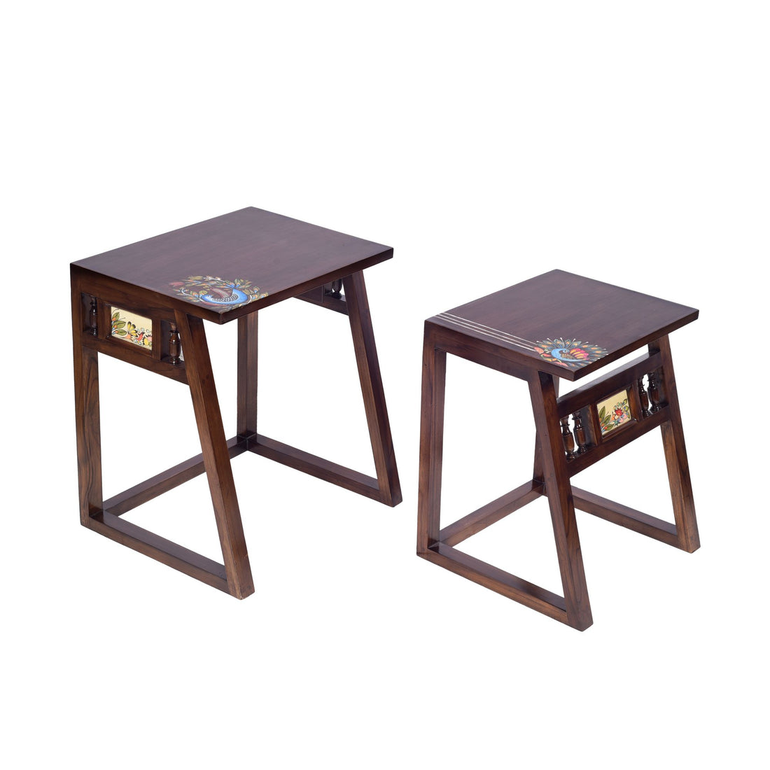 Milo Nest of Tables in Teakwood with Walnut Finish (Set of 2)