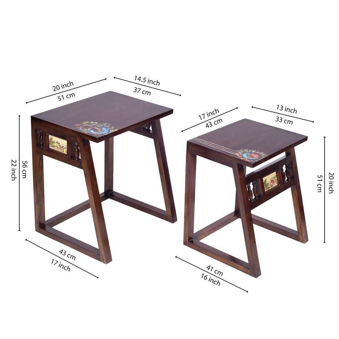 Milo Nest of Tables in Teakwood with Walnut Finish (Set of 2)