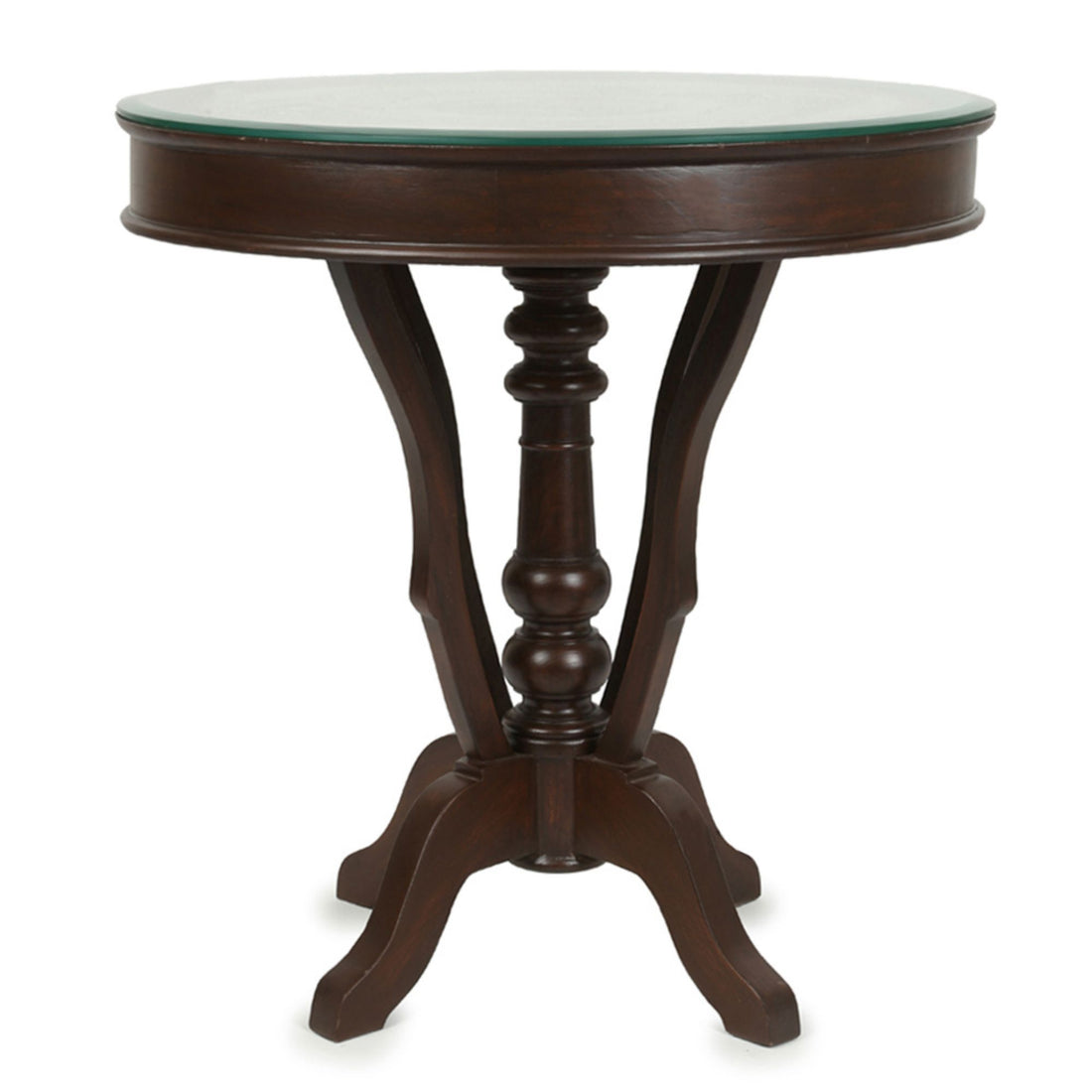 Klim Pillar Table in Teakwood with Walnut Finish