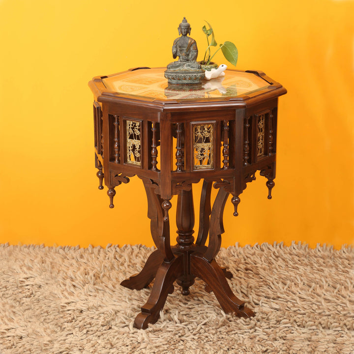 Kara Pillar Table in Teakwood with Walnut Finish (24x24x30)