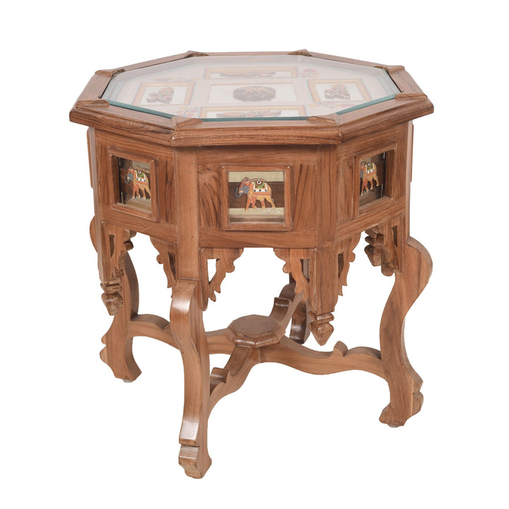 Kabana Round End Table in Teakwood with Walnut Finish