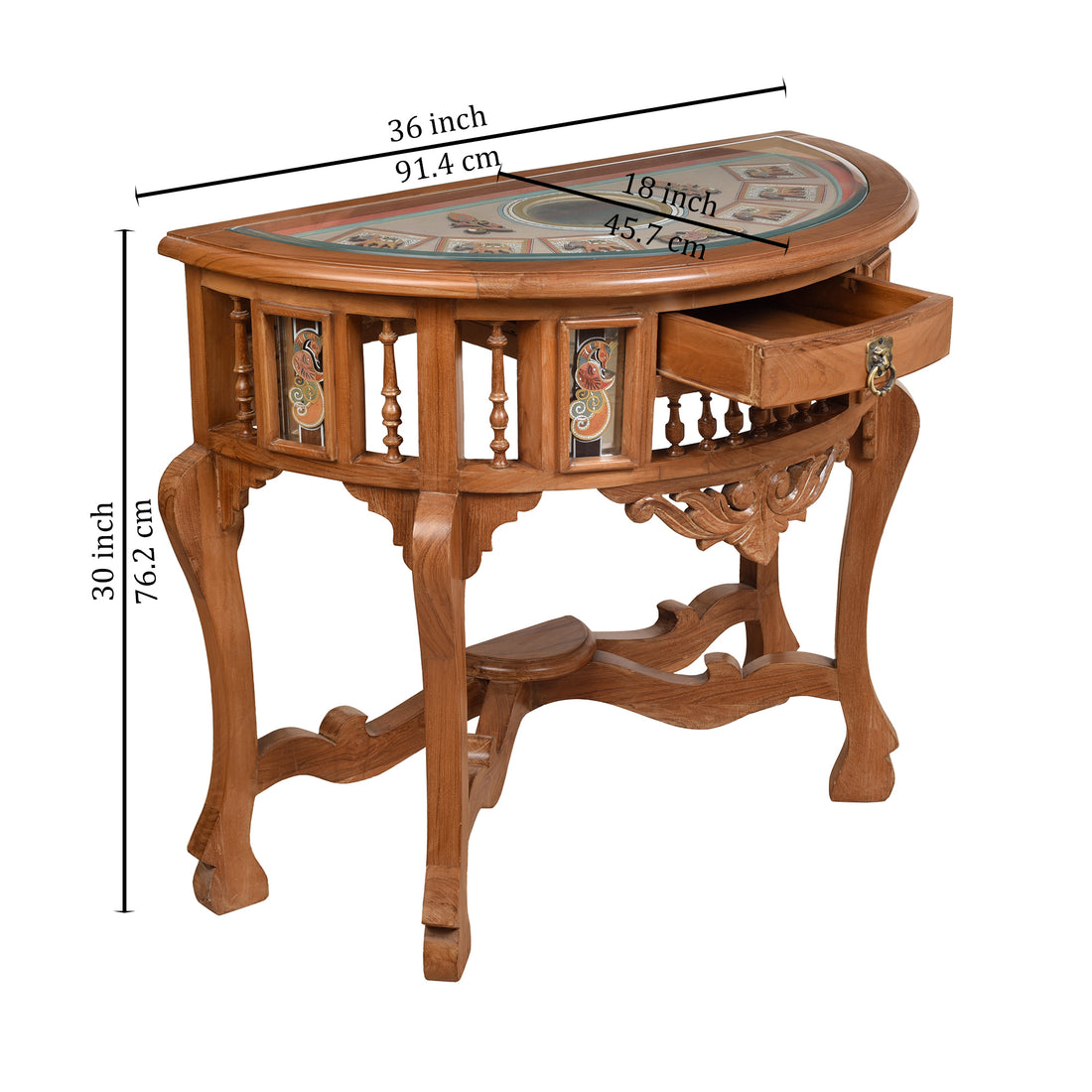 Awadh-Sumer Console Table in Teakwood with Teak Finish