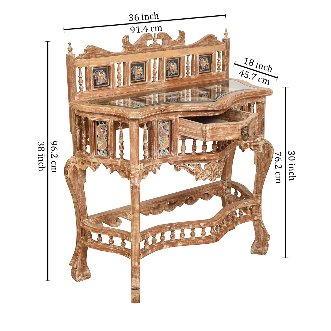 Royal-Sumer Console Table in Teakwood with Walnut Finish