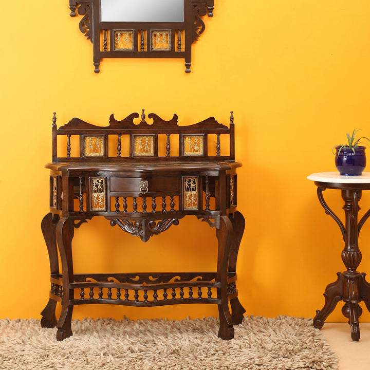 Royal Console Table in Teakwood with Walnut Finish (36x17x38)