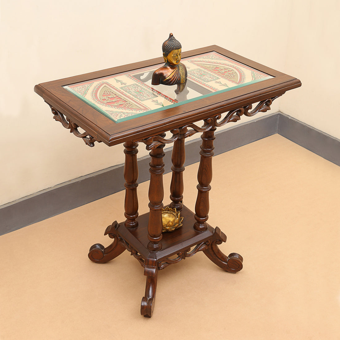 Kama Console Table in Teakwood with Walnut Finish (28x16x30)