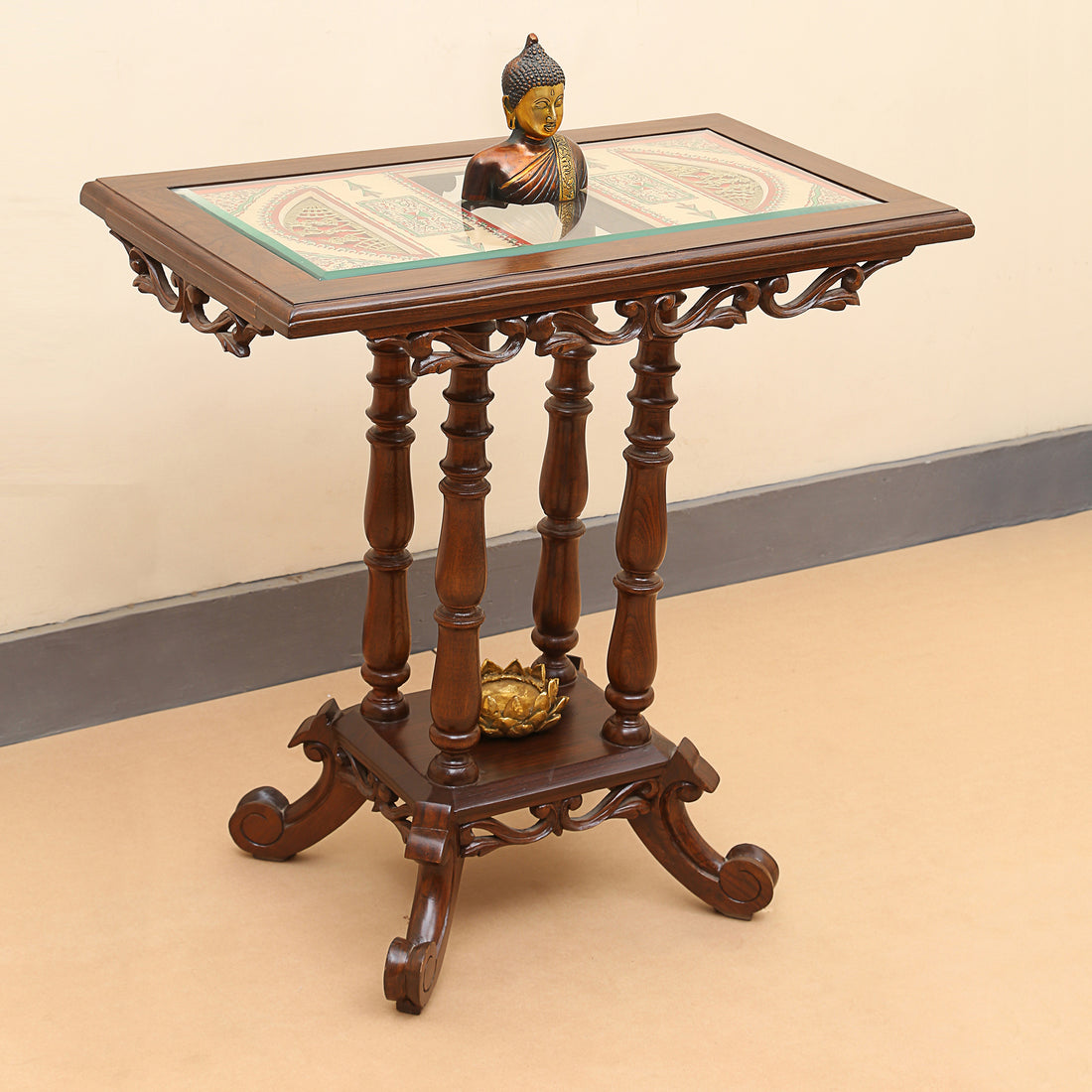 Kama Console Table in Teakwood with Walnut Finish (28x16x30)