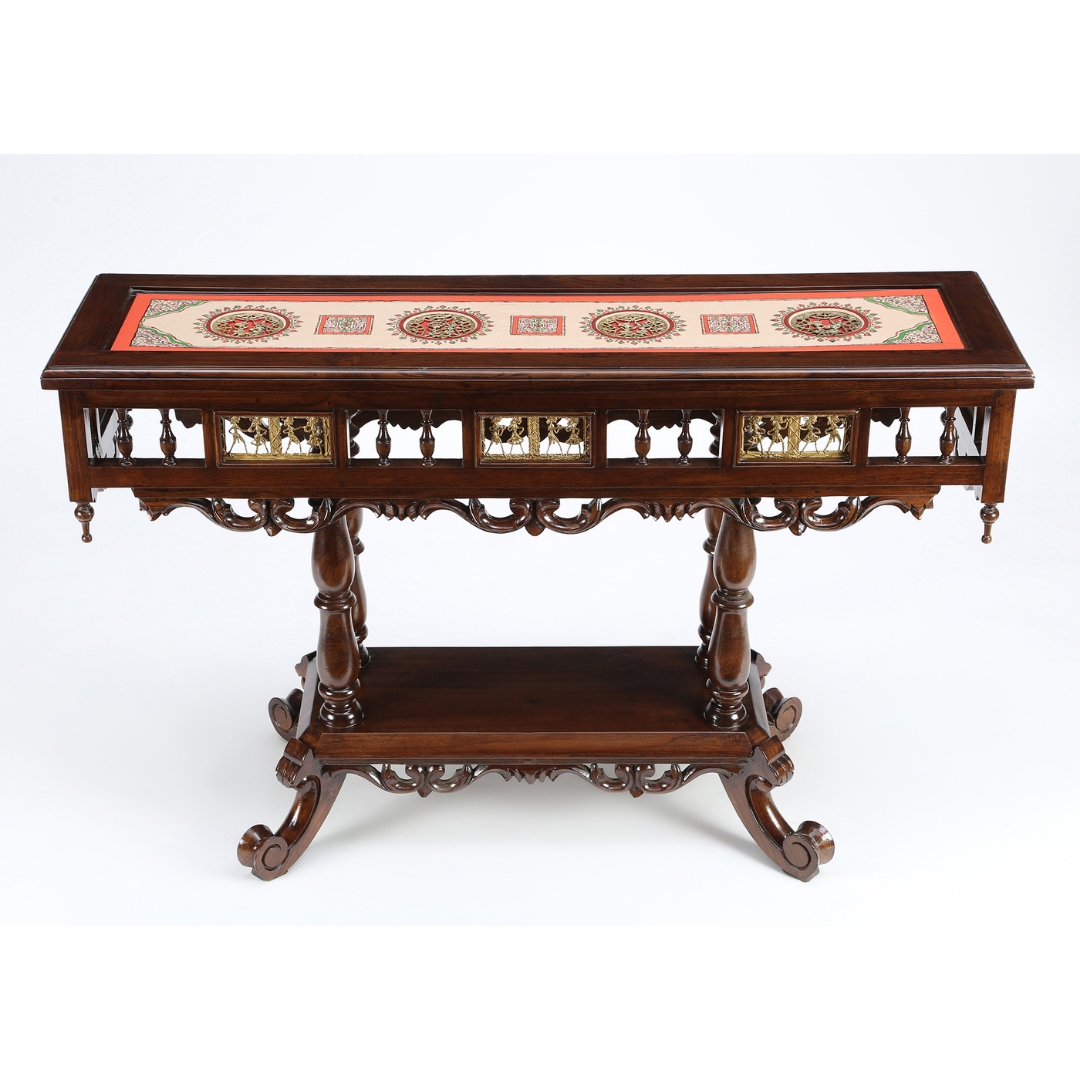 Crown Console Table in Teakwood with Walnut Finish (48x15x30)