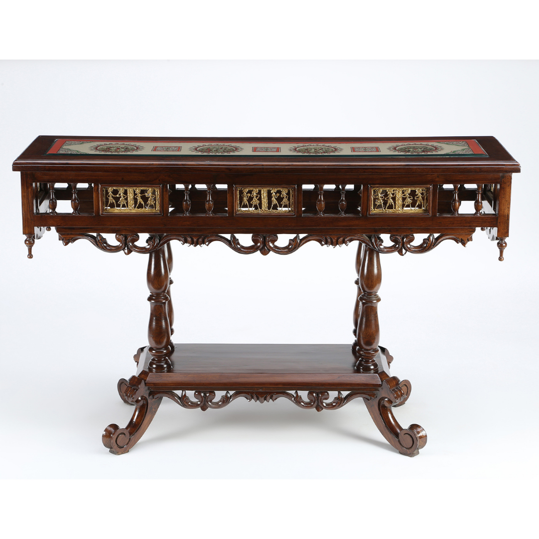 Crown Console Table in Teakwood with Walnut Finish (48x15x30)