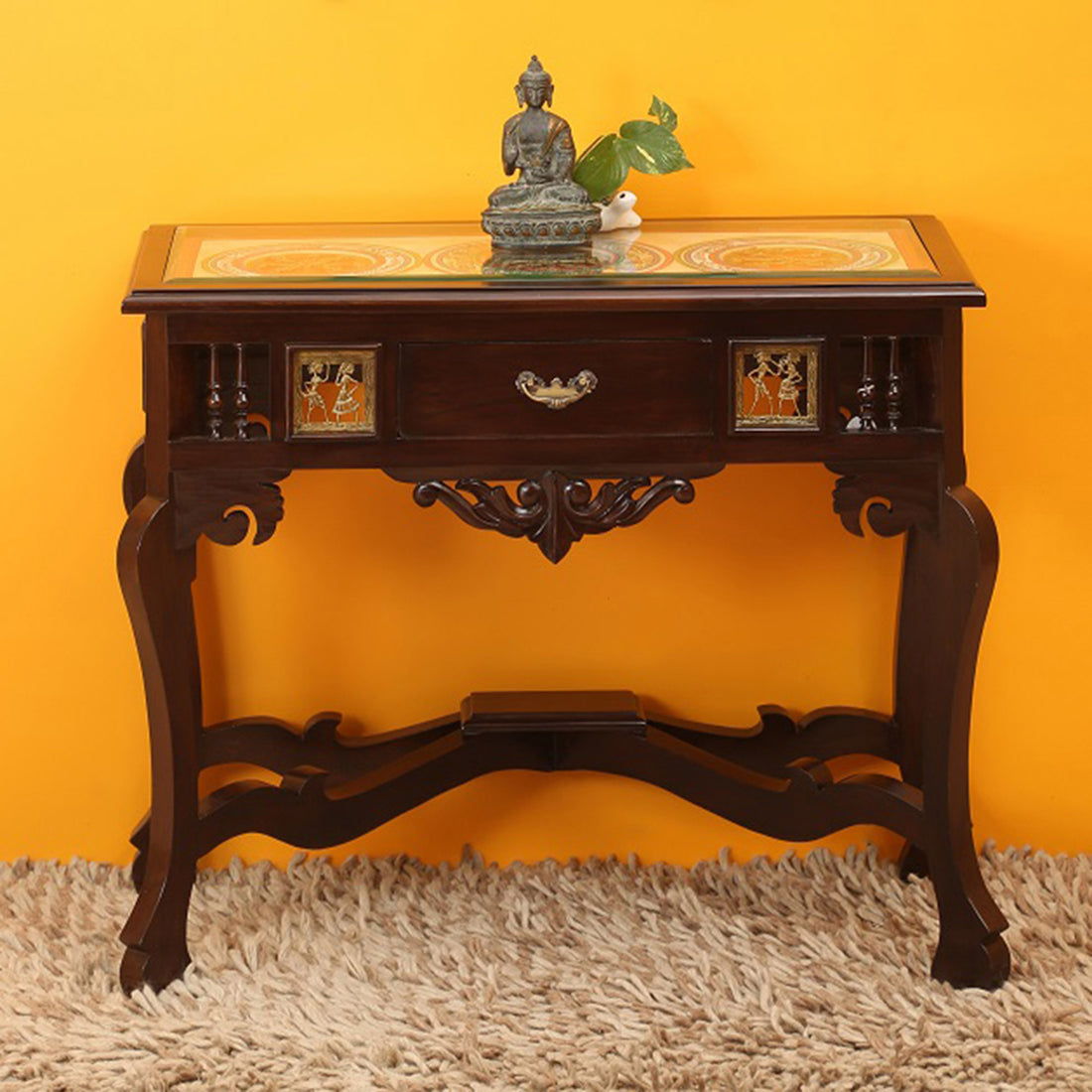 Atar Console Table in Teakwood with Walnut Finish (36x16x30)