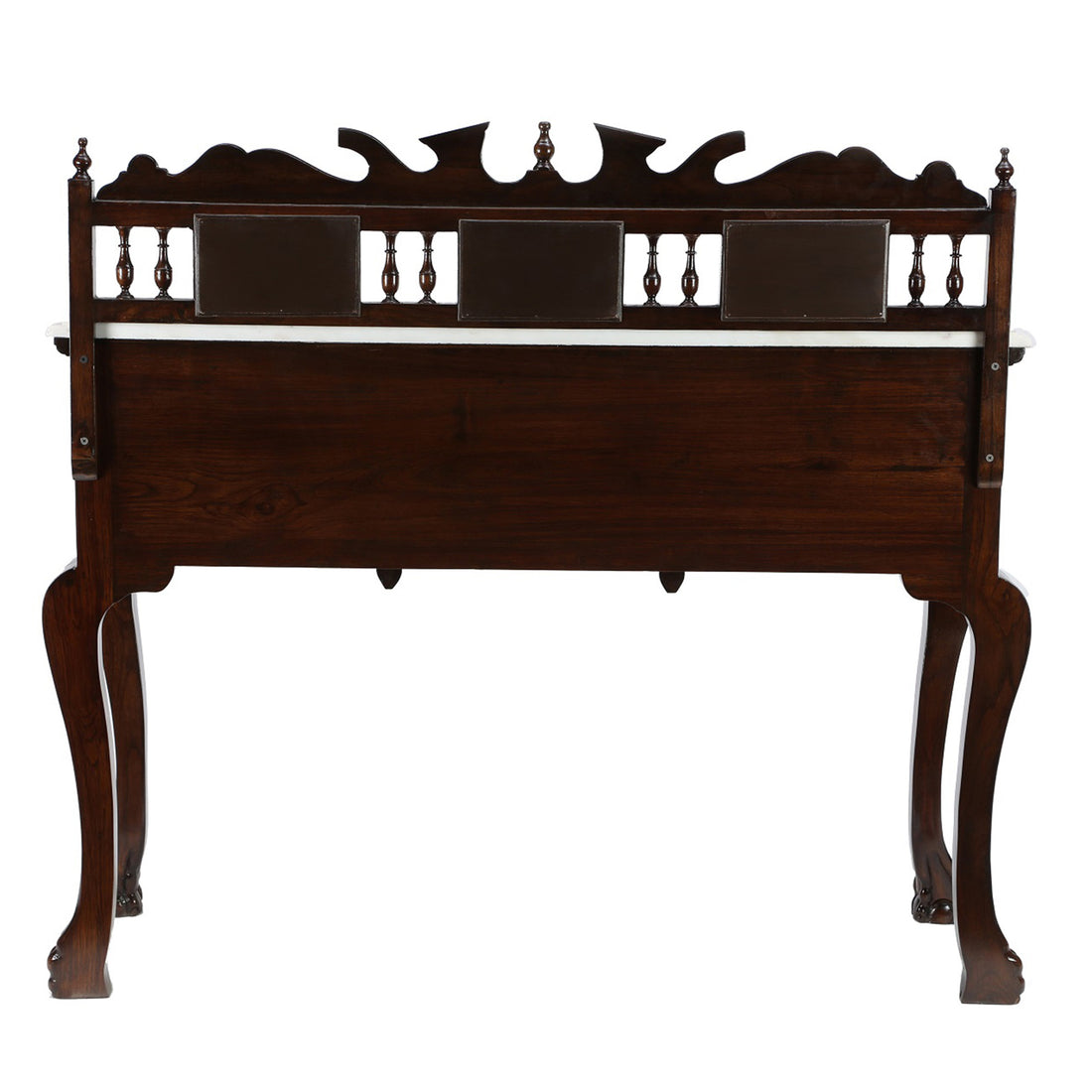 Faun Console Table in Teakwood with Walnut Finish complete with Oriental Carvings (42x16x39)