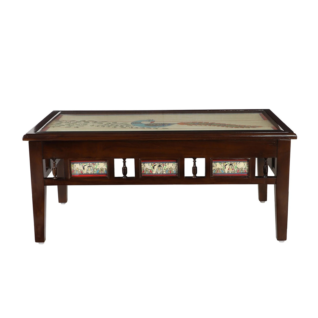 Peacock Table with Streight Legs in Teakwood with Walnut Finish (40x25x18)
