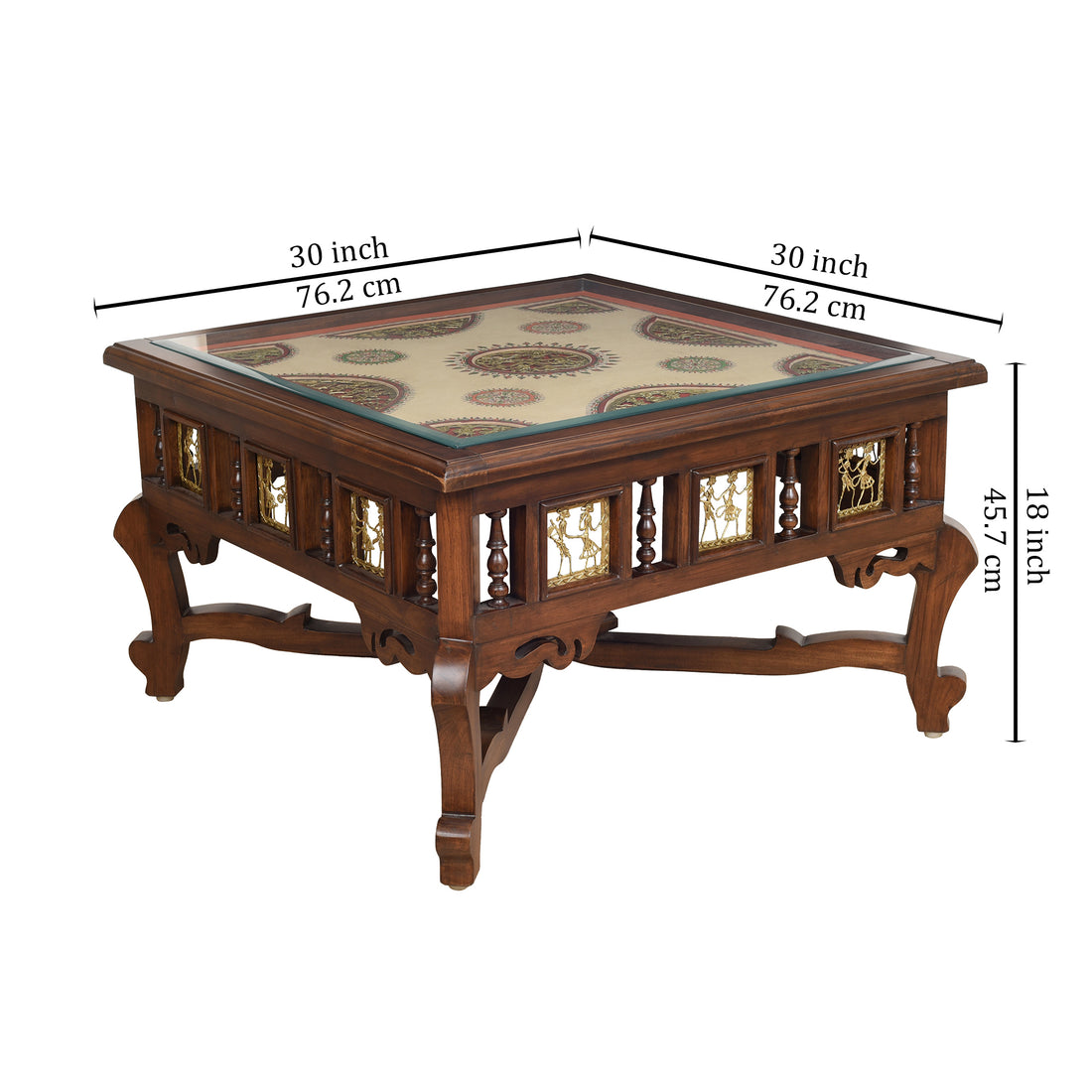 Vaari Coffee Table in Teakwood with Walnut Finish (30x30x18)