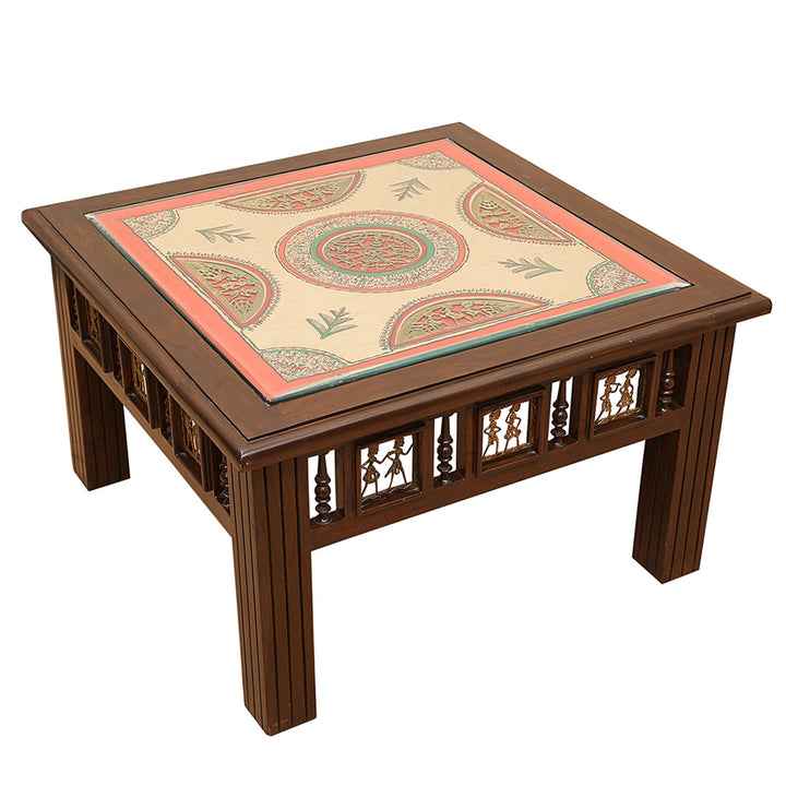 Vaari Coffee Table in Teakwood with Walnut Finish (30x30x18)