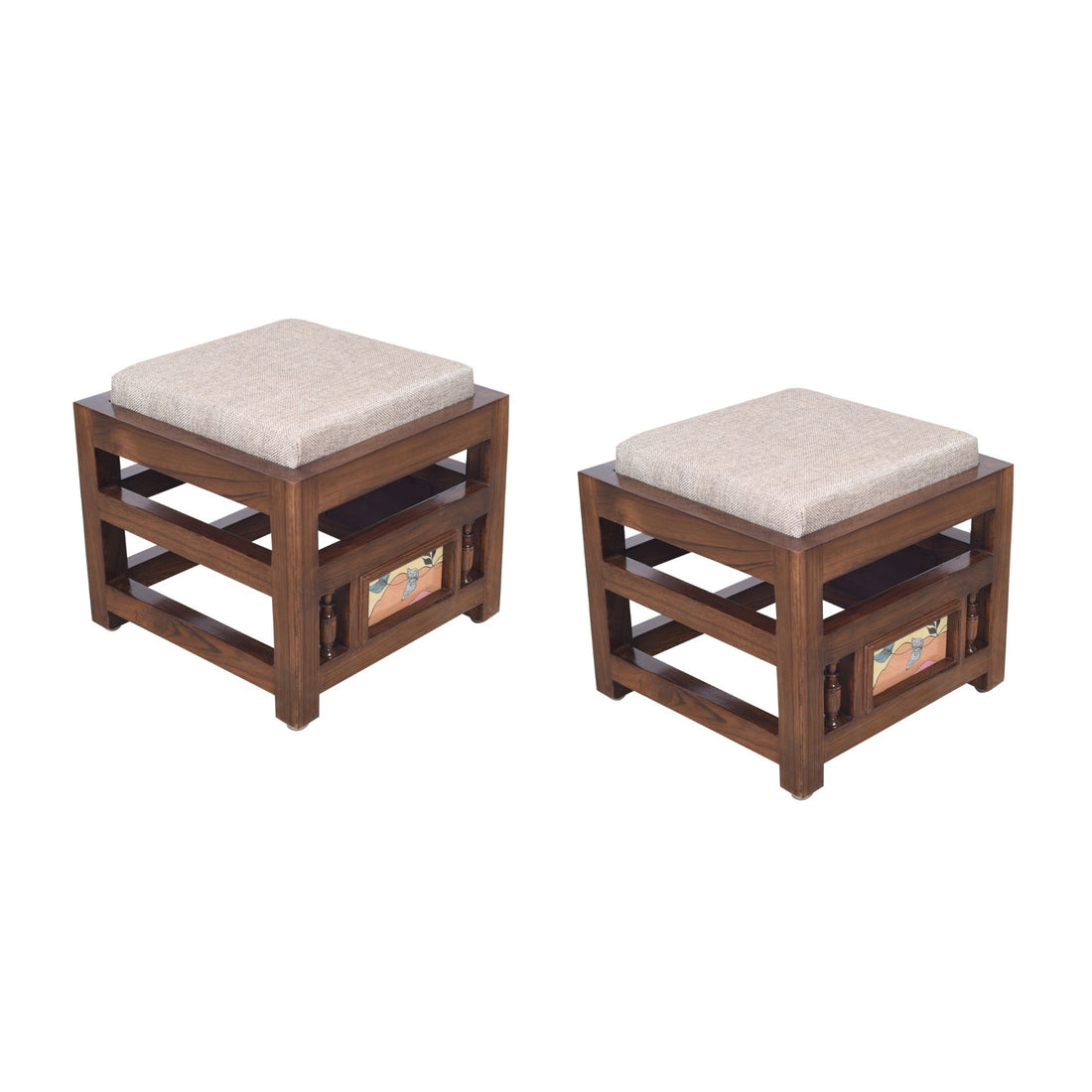 Simona 4 Seater Coffee Table Set in Teakwood with Walnut Finish