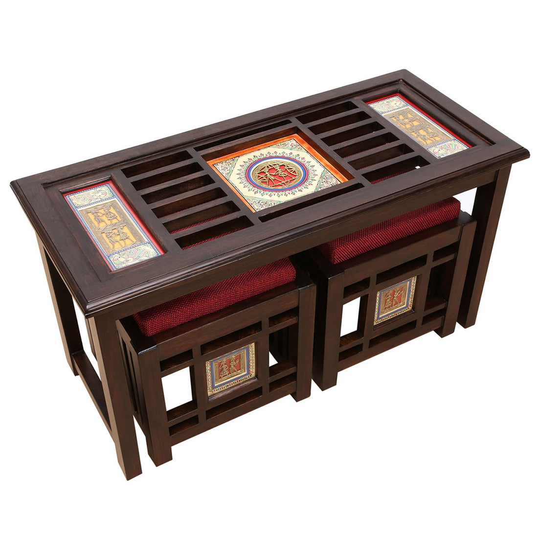 Mudra Coffee Table in Teakwood with Walnut Finish (36x16x22)