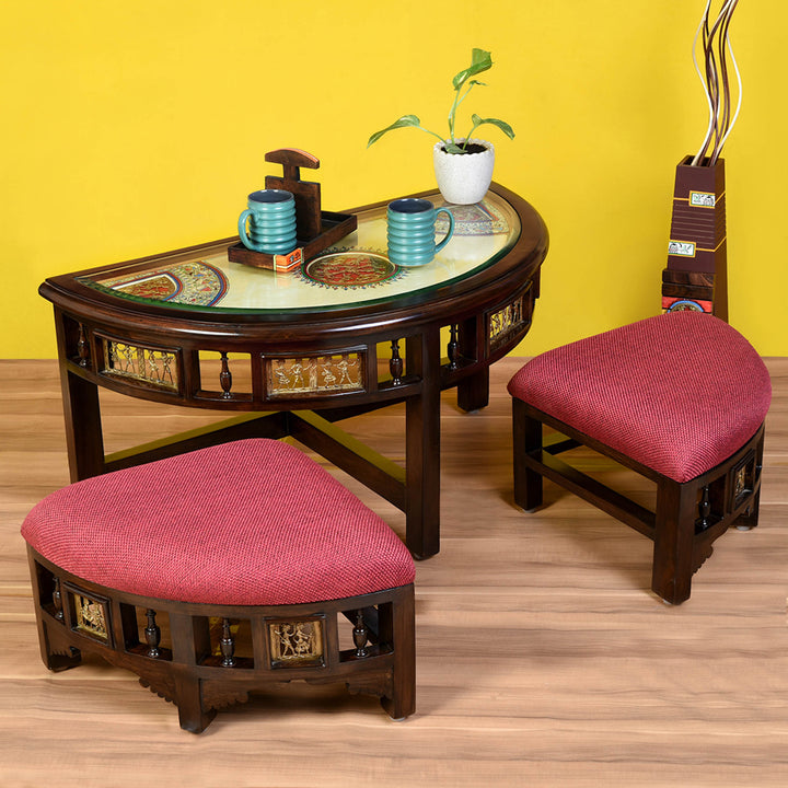 Voda Two Seater Coffee Table in Teakwood with Walnut Finish (36x19x18)