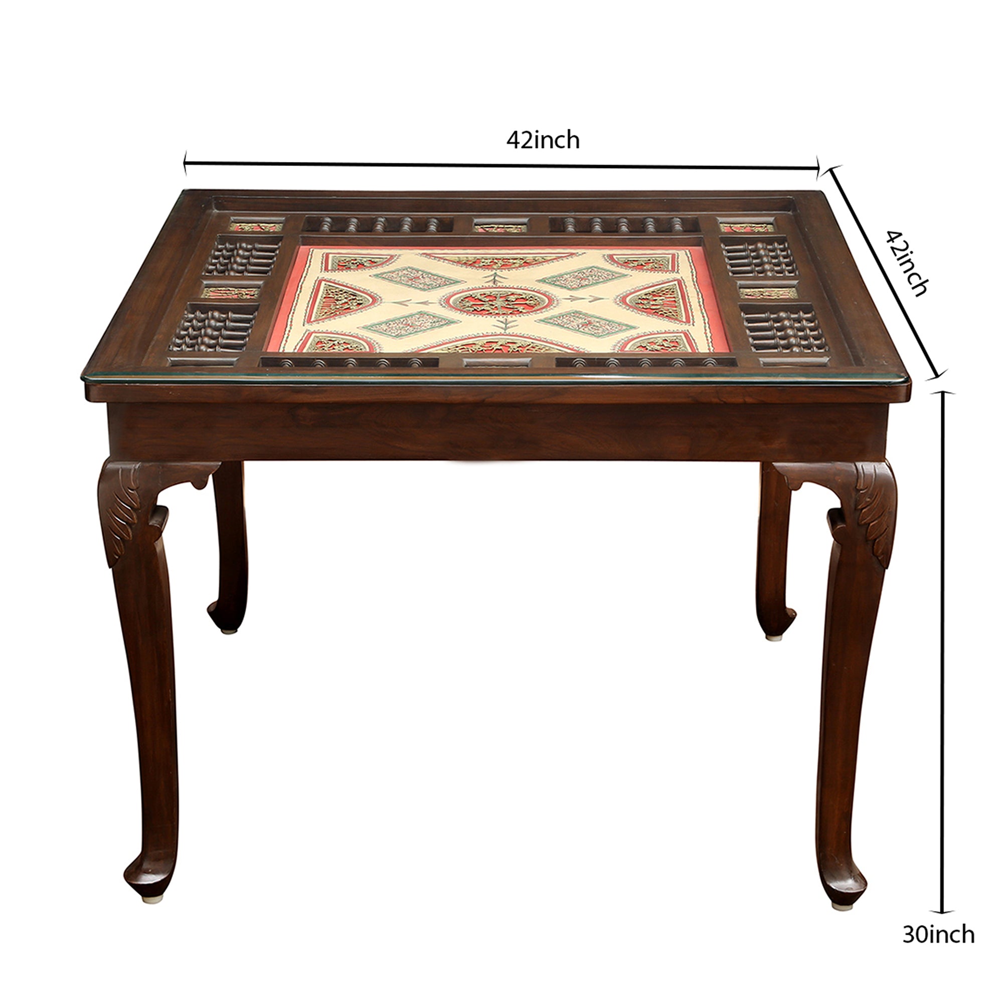 Aurum 4 Seater Dining Set in Teakwood with Walnut Finish (42x42x30)