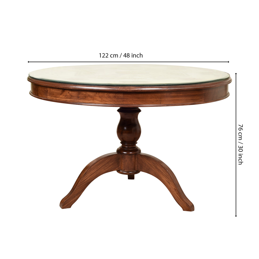 Artemis 4 Seater Round Dining Set in Teakwood with Walnut Finish (48x48x30)