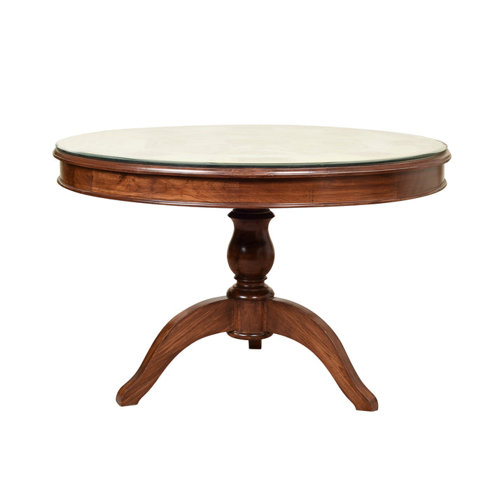 Artemis 4 Seater Round Dining Table in Teakwood with Walnut Finish