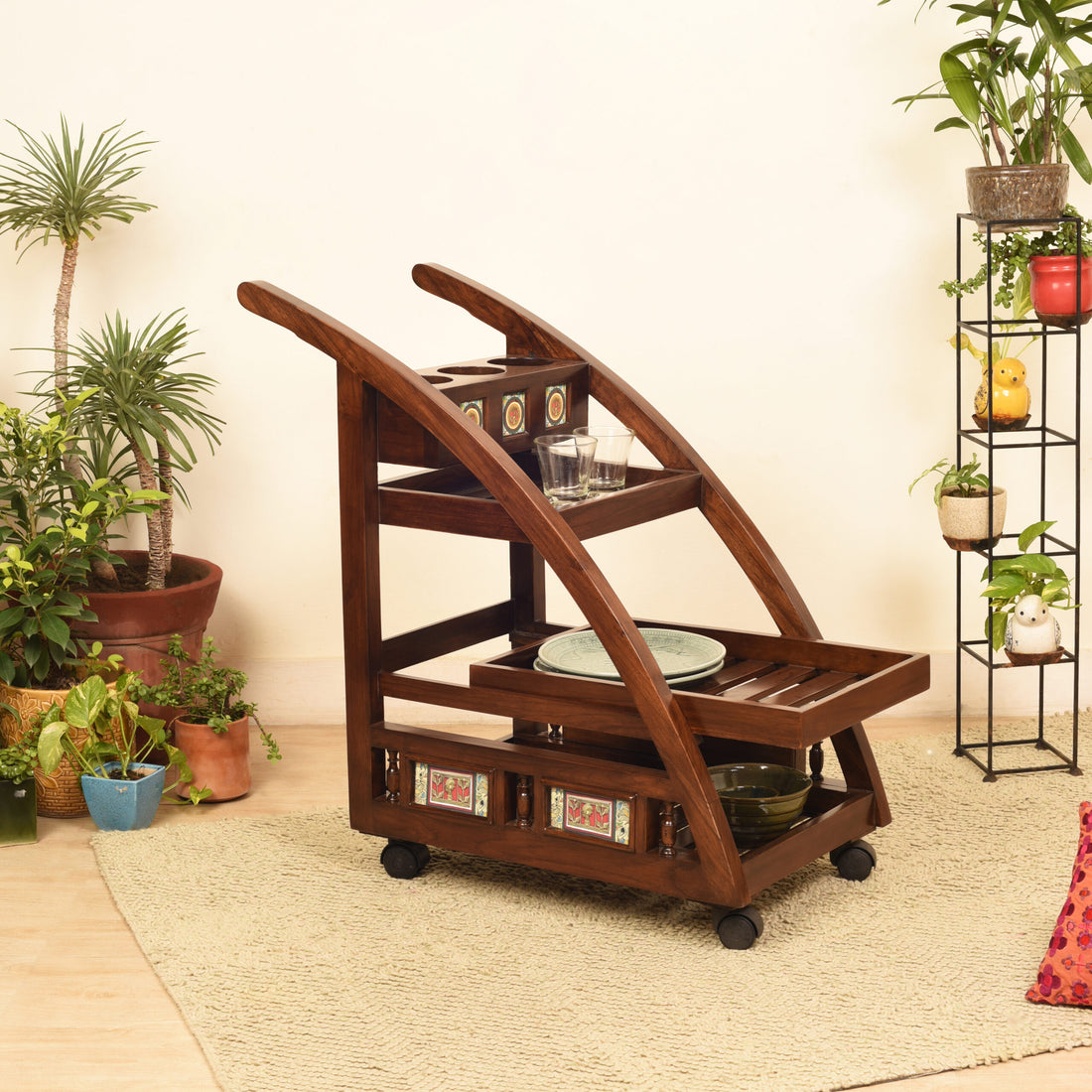 Soma Food Trolly in Teakwood with Walnut Finish