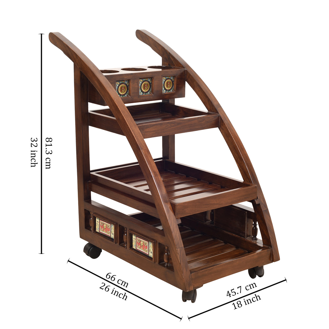 Soma Food Trolly in Teakwood with Walnut Finish