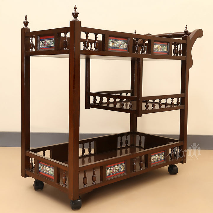 Mirra Island Trolley In Teakwood with Walnut Finish (42x18x35)