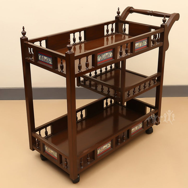 Mirra Island Trolley In Teakwood with Walnut Finish (42x18x35)