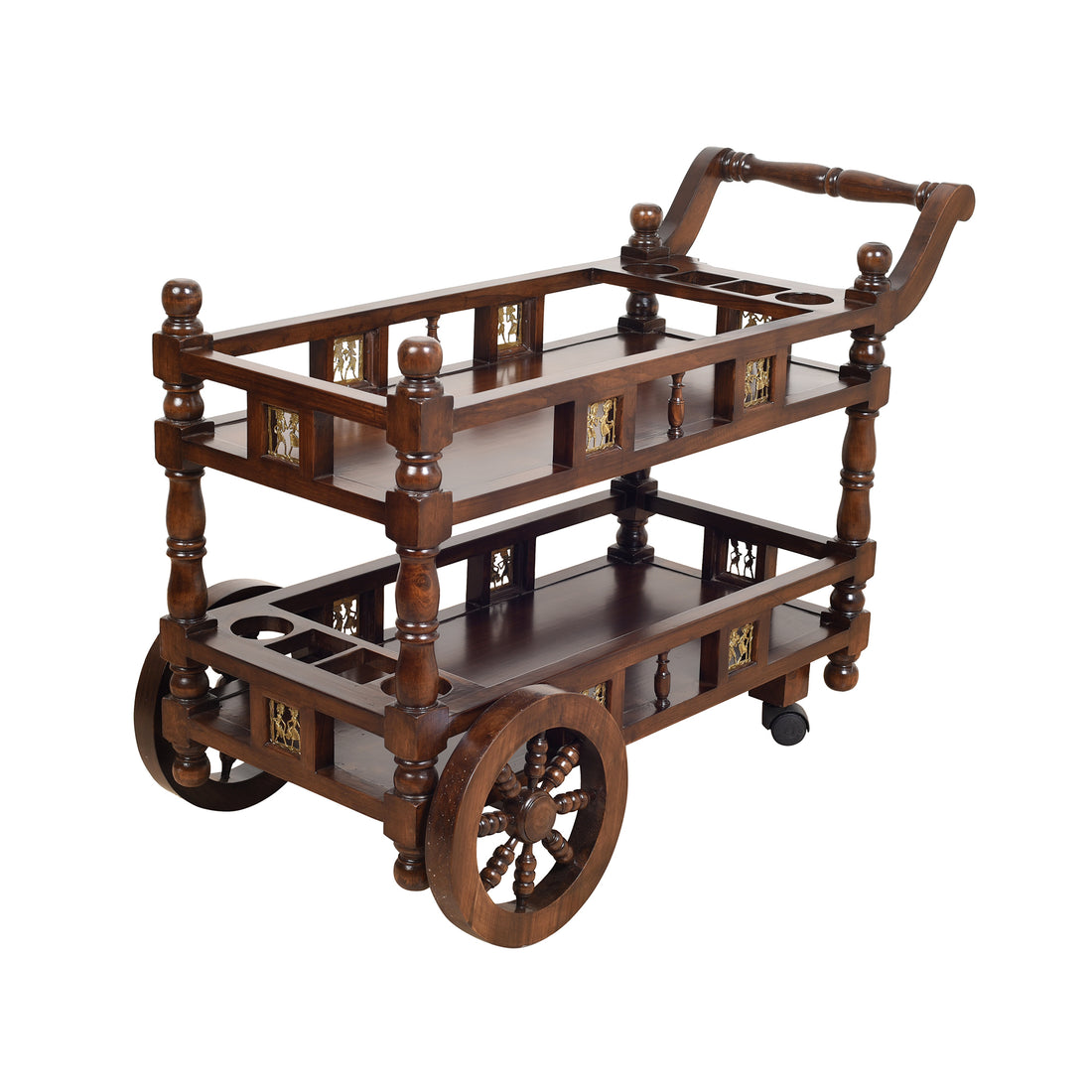 Vendy Food Trolley In Teakwood With Walnut Finish (36x18x28)