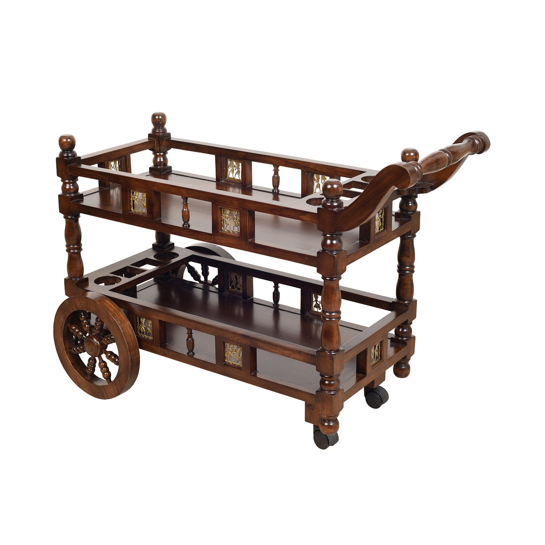 Vendy Food Trolley In Teakwood With Walnut Finish (36x18x28)