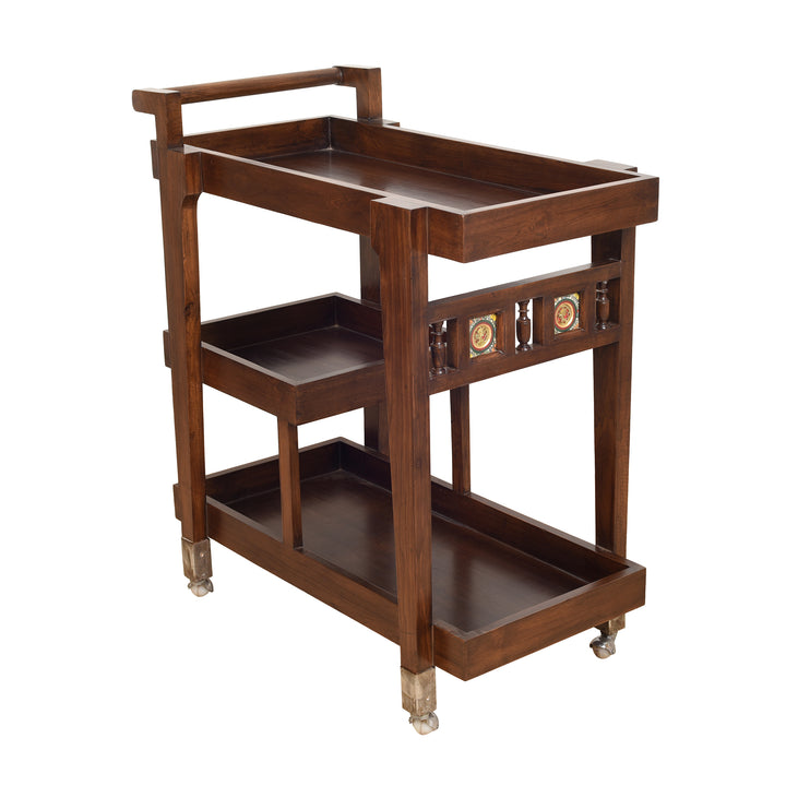 Mouli Food Trolly in Teakwood with Walnut Finish