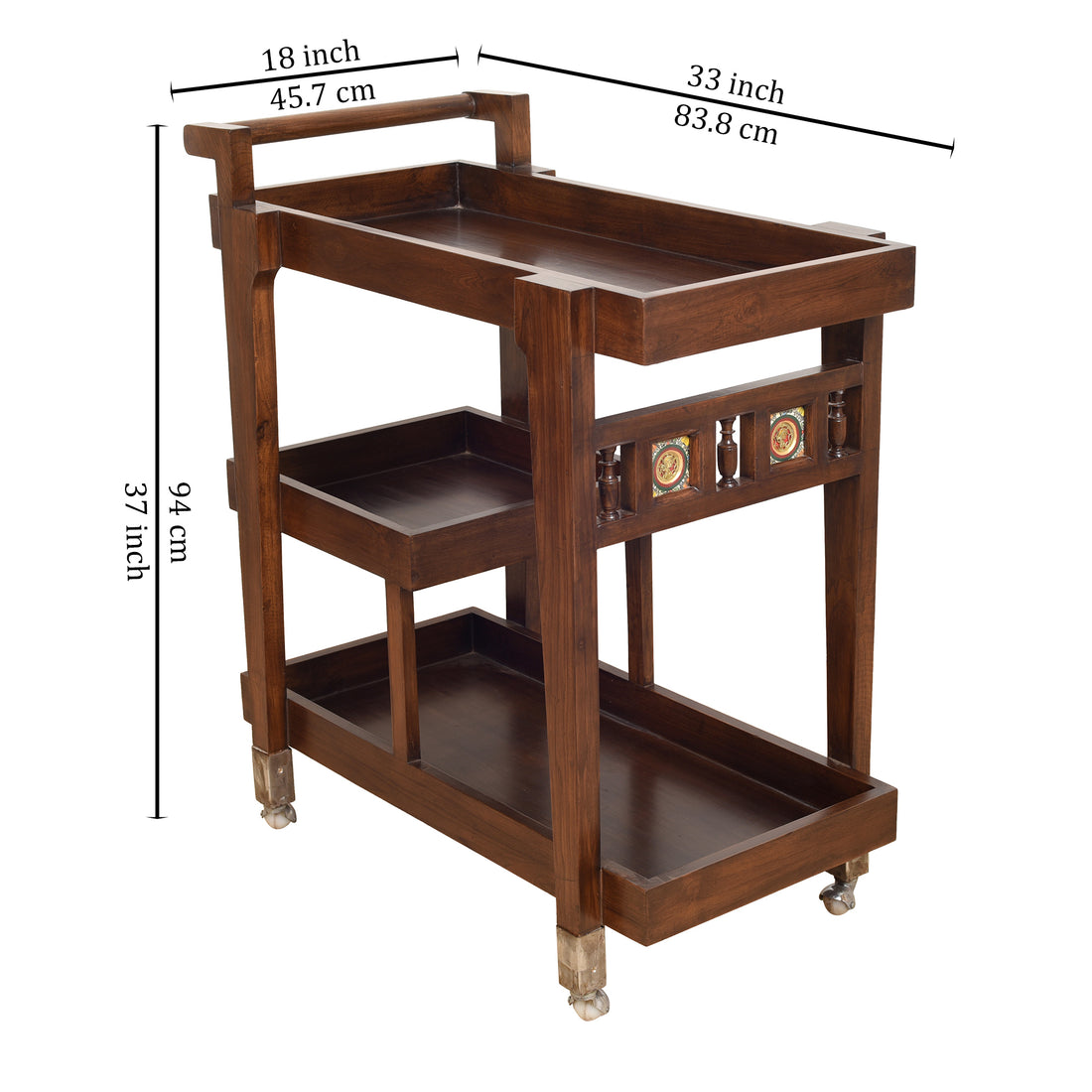 Mouli Food Trolly in Teakwood with Walnut Finish