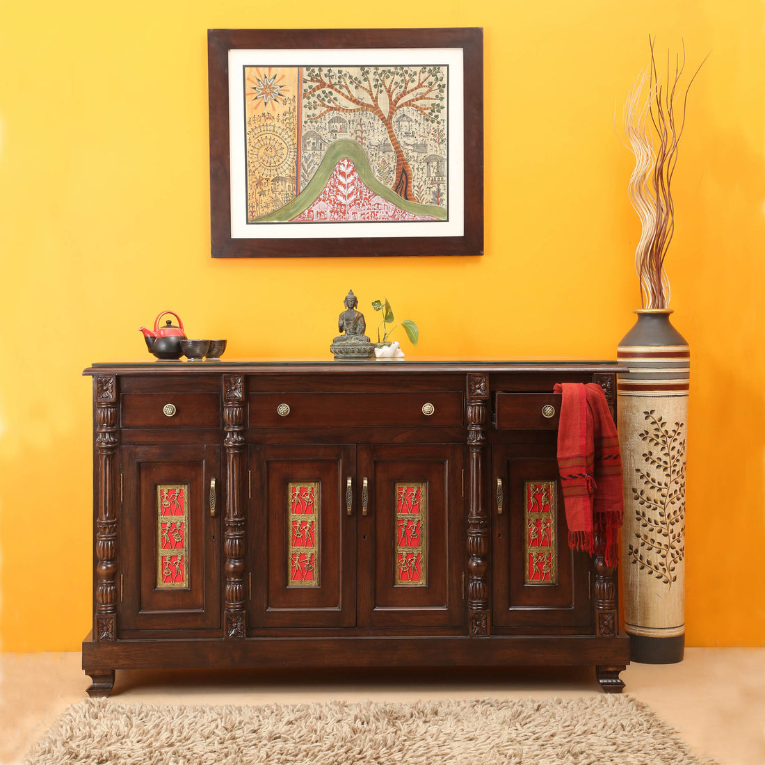 Frio Sideboard in Teakwood with Walnut Finish (60x19x37)