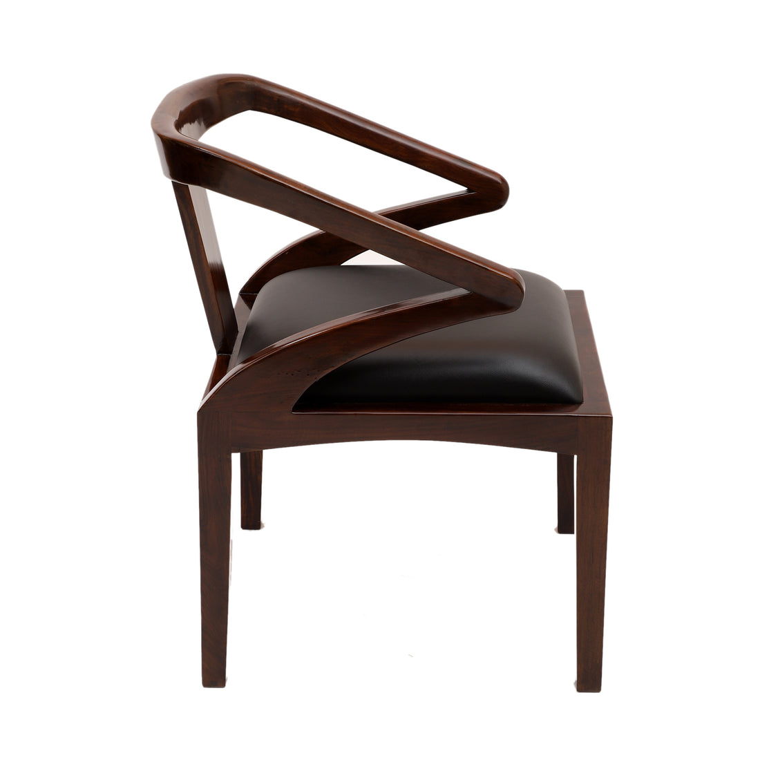 Monk Chair in Premium Teakwood in Walnut Finish with Leatherite Seat (20x24x30)