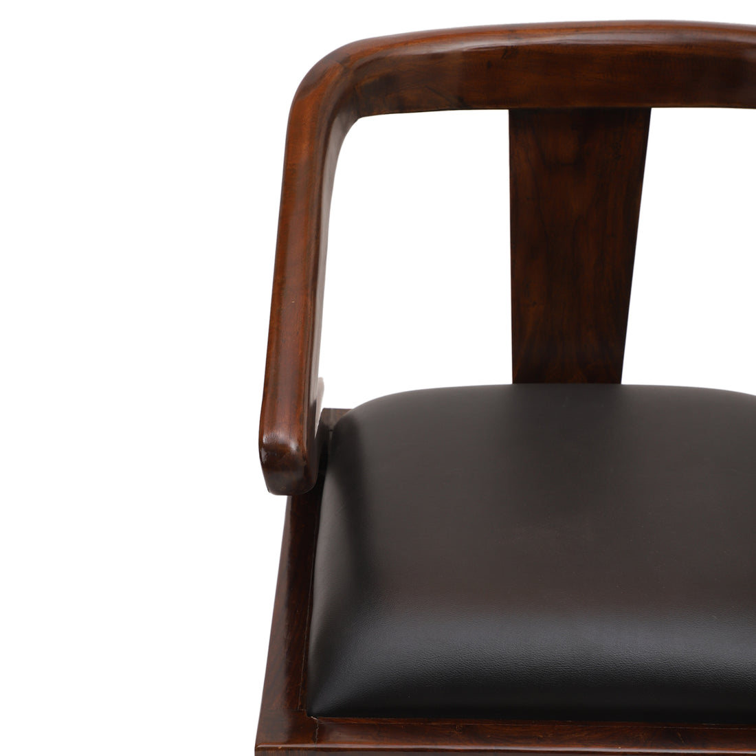 Monk Chair in Premium Teakwood in Walnut Finish with Leatherite Seat (20x24x30)