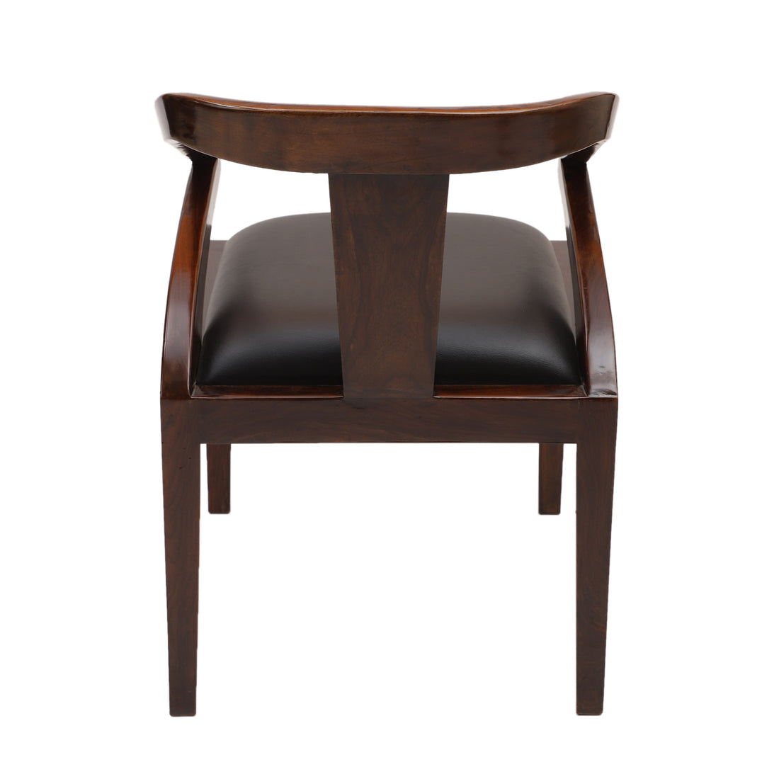 Monk Chair in Premium Teakwood in Walnut Finish with Leatherite Seat (20x24x30)