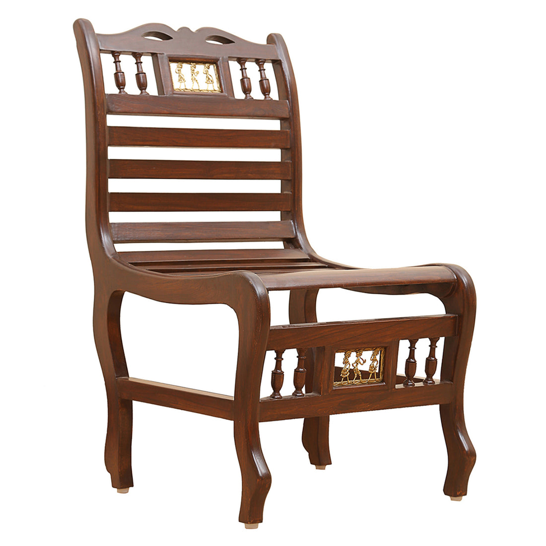 Costa Bench Chair in Striped Wood Pattern created in Walnut Finish Teakwood (18x22x33)