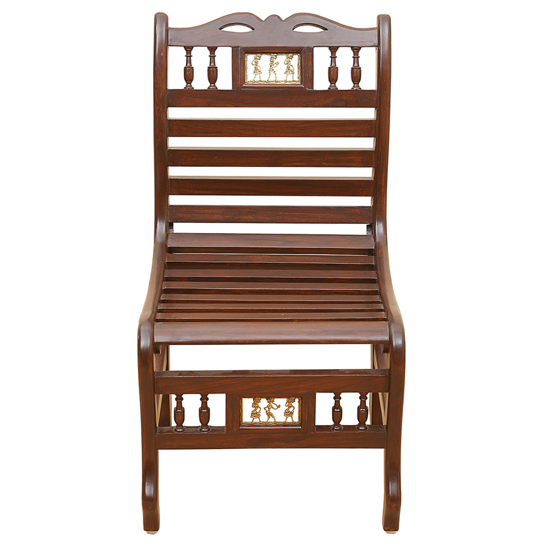 Costa Bench Chair in Striped Wood Pattern created in Walnut Finish Teakwood (18x22x33)