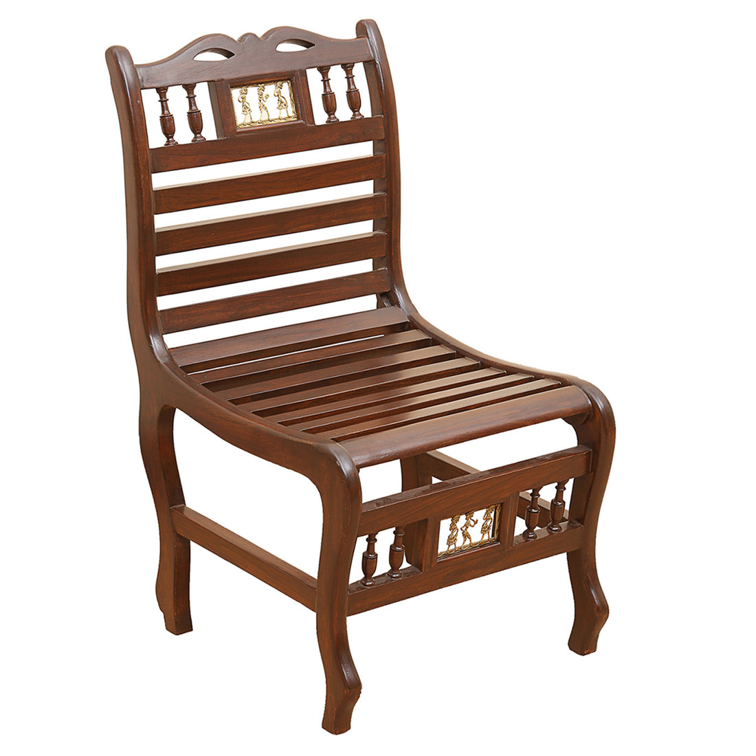 Costa Bench Chair in Striped Wood Pattern created in Walnut Finish Teakwood (18x22x33)