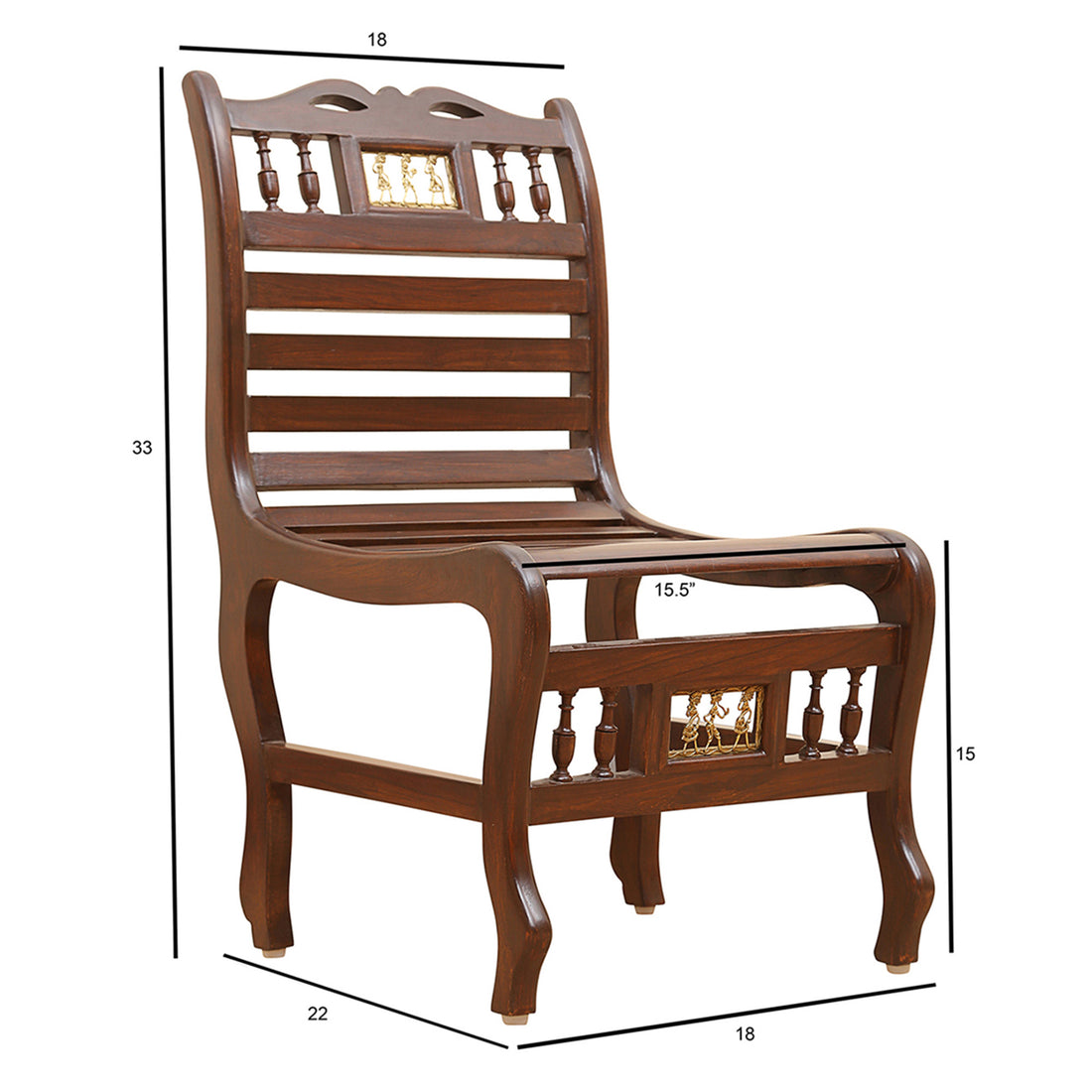 Costa Bench Chair in Striped Wood Pattern created in Walnut Finish Teakwood (18x22x33)