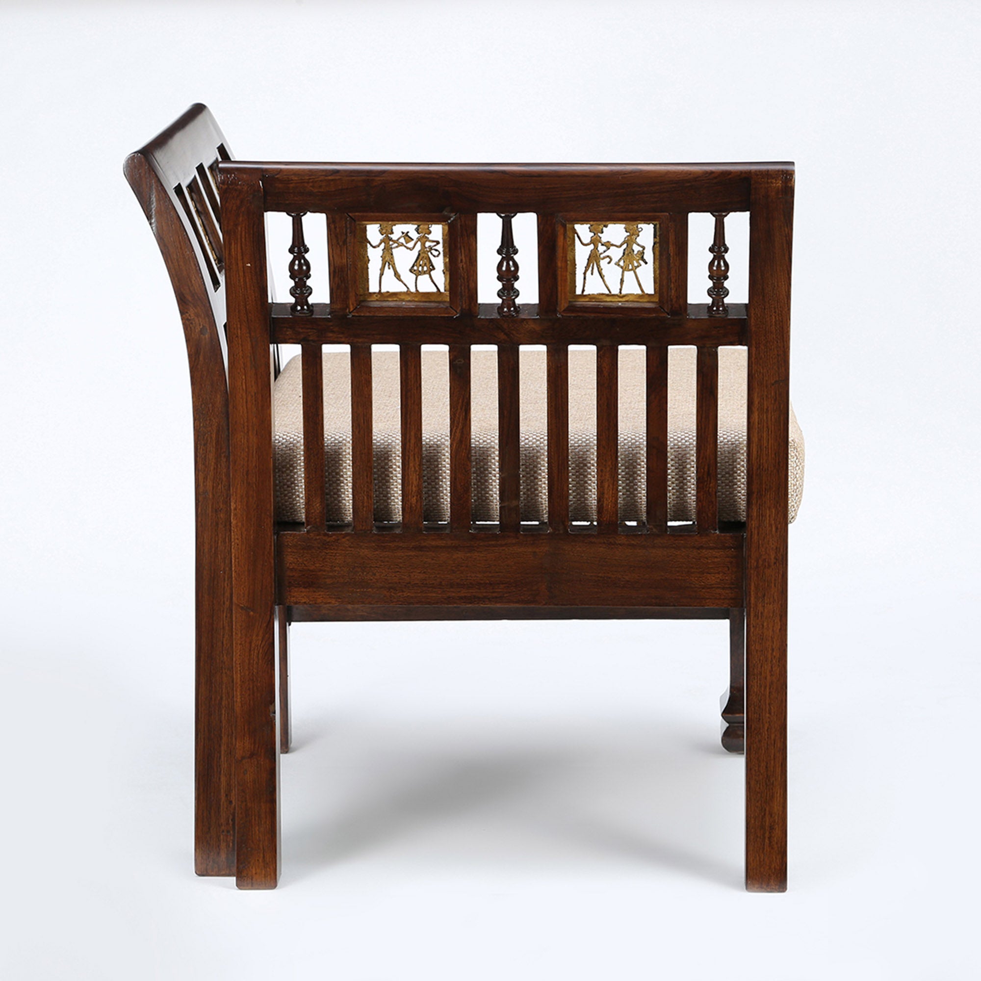 Arka Single Seater Sofa in Teakwood with Walnut Finish (24x24x28)