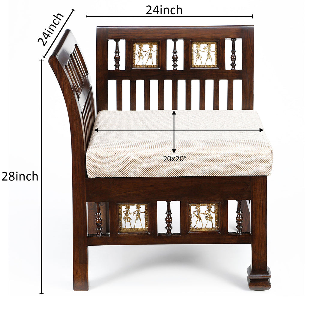 Arka Single Seater Sofa in Teakwood with Walnut Finish (24x24x28)