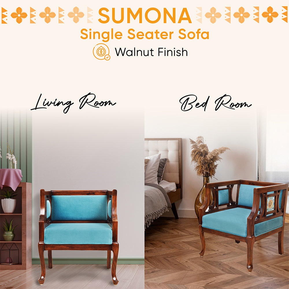 Sumona Single Seater Teak Wood Sofa