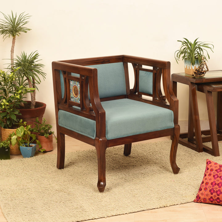 Sumona Single Seater Teak Wood Sofa