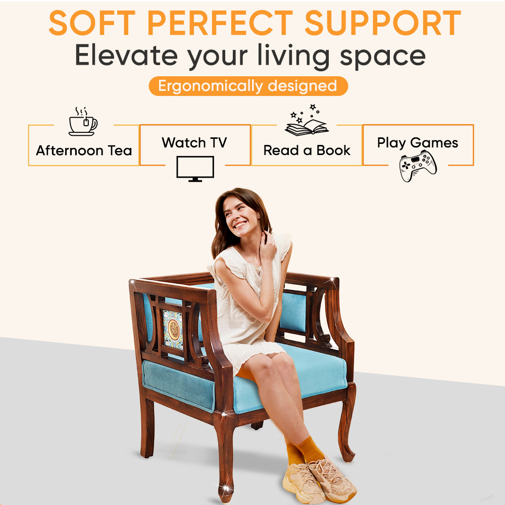 Sumona Single Seater Teak Wood Sofa