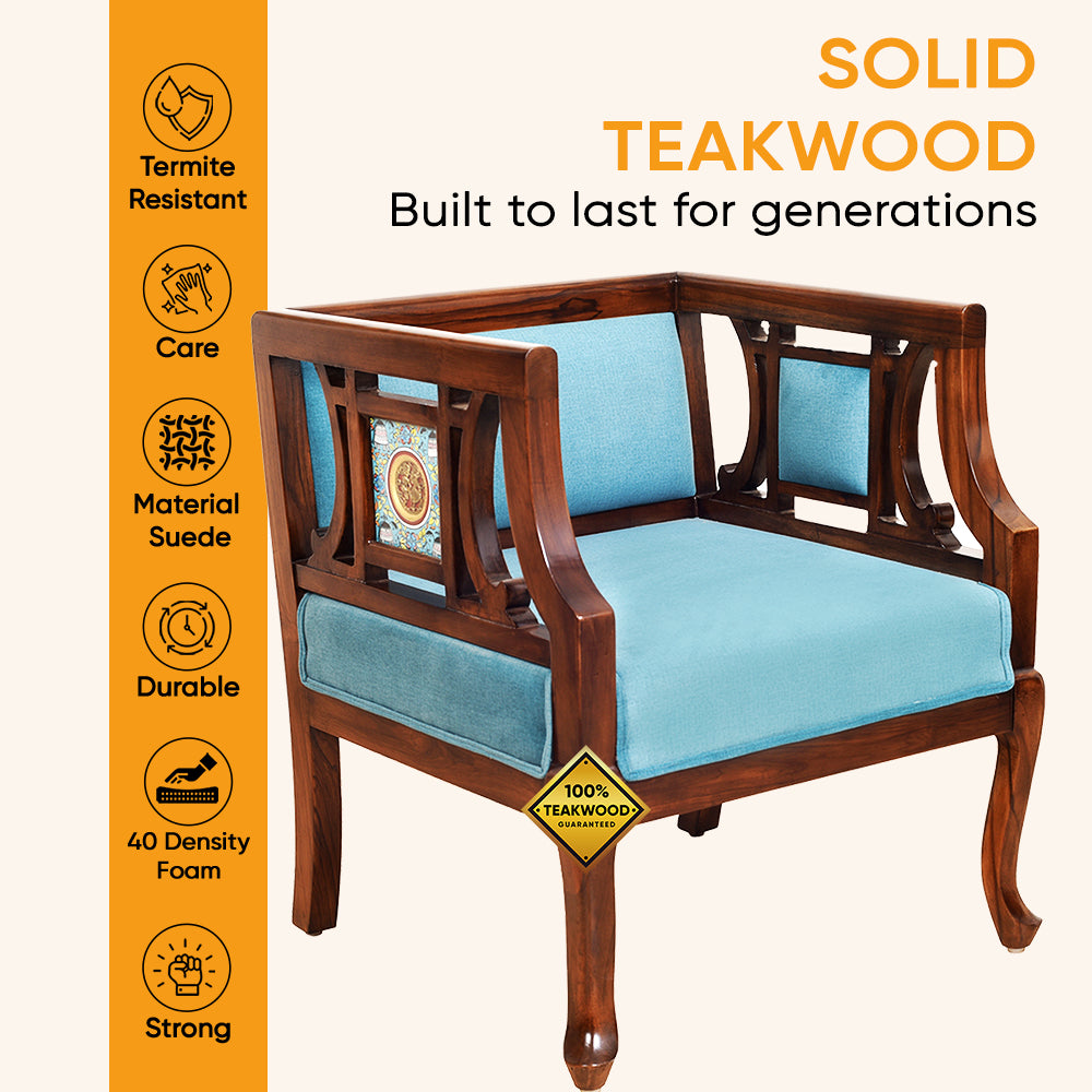 Sumona Single Seater Teak Wood Sofa