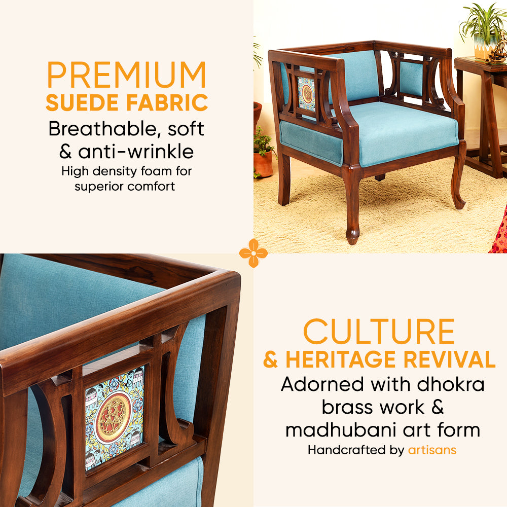 Sumona Single Seater Teak Wood Sofa