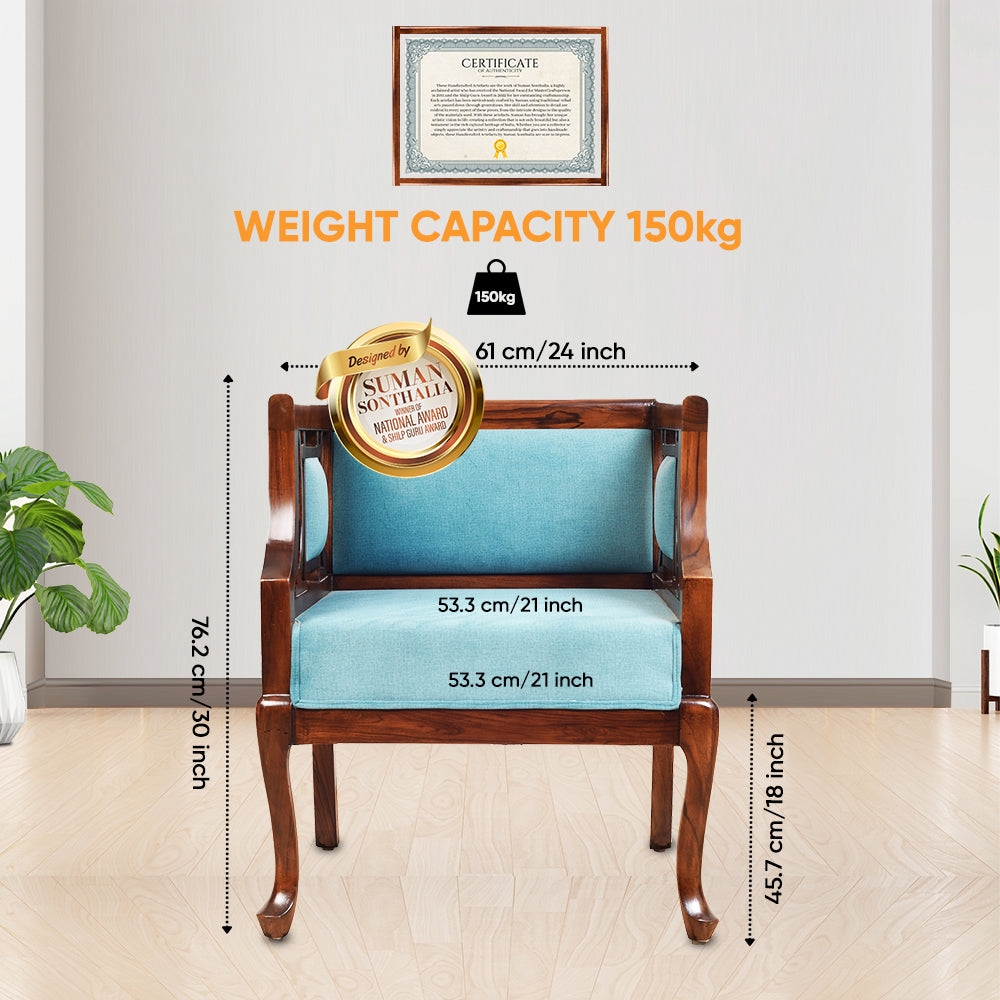 Sumona Single Seater Teak Wood Sofa