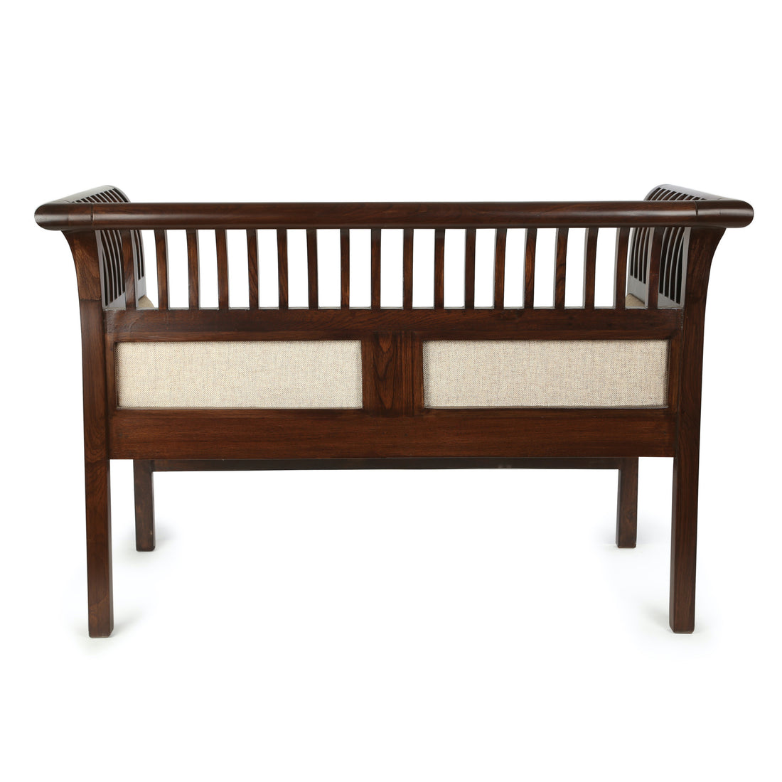 Polo Double Seater Sofa in Teakwood, Striped Pattern with Walnut Finish (44x25x30)